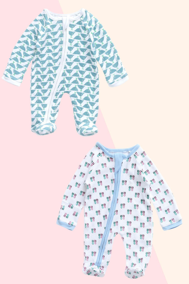 Pineapple Whale Duo  - Sleeper Onesie (Set of 2) MOMZJOY.COM