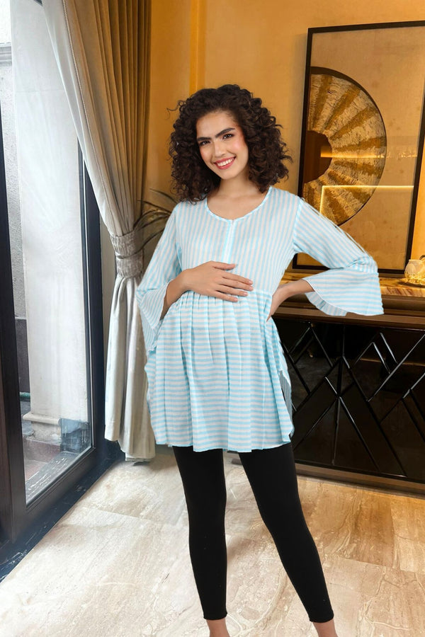 Cruise Striped Maternity & Nursing Top (100% Cotton) MOMZJOY.COM