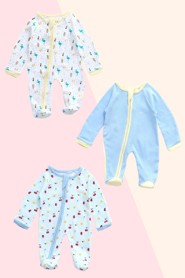 Fruit Punch Flamingo  - Sleeper Onesie (Set of 3) MOMZJOY.COM