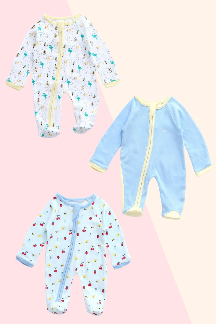 Fruit Punch Flamingo  - Sleeper Onesie (Set of 3) MOMZJOY.COM