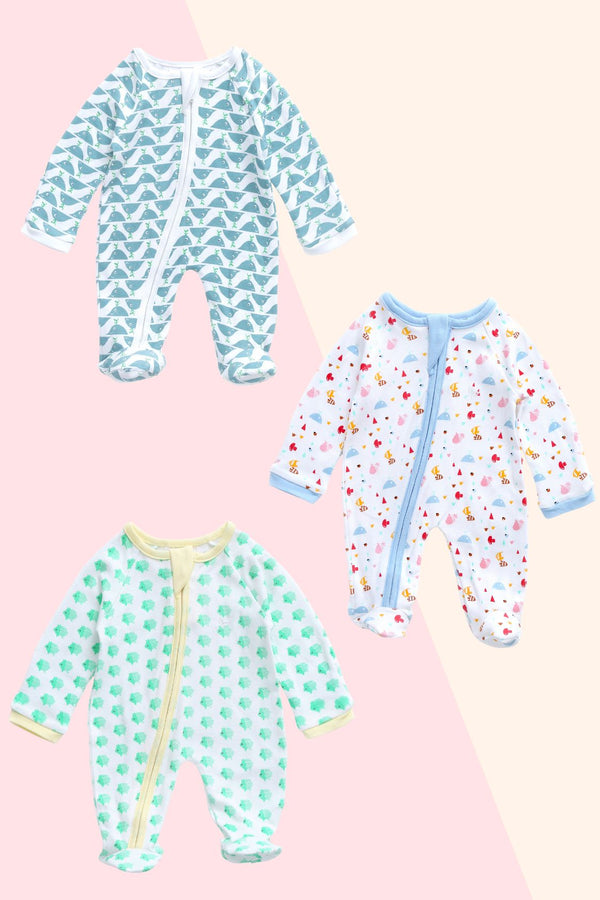 Piggy Whale Beach  - Sleeper Onesie (Set of 3) MOMZJOY.COM