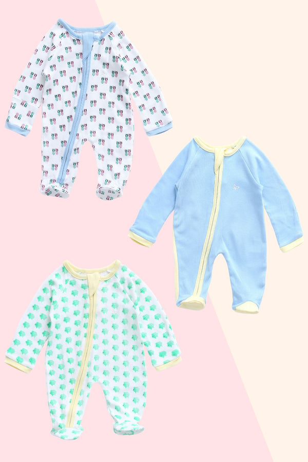 Pineapple Piggy  - Sleeper Onesie (Set of 3) MOMZJOY.COM