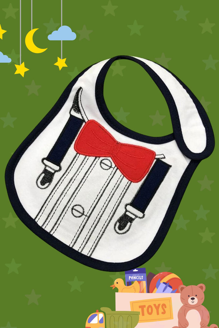 White Suspenders Adjustable Baby Meal Bib (0-3 yrs) MOMZJOY.COM