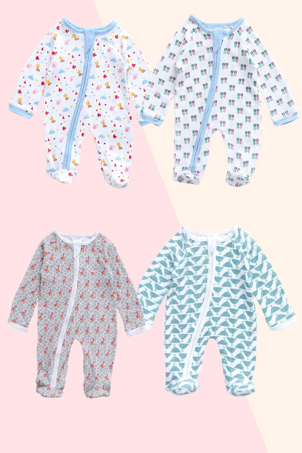 Pineapple Beach Whale  - Sleeper Onesie (Set of 4) MOMZJOY.COM