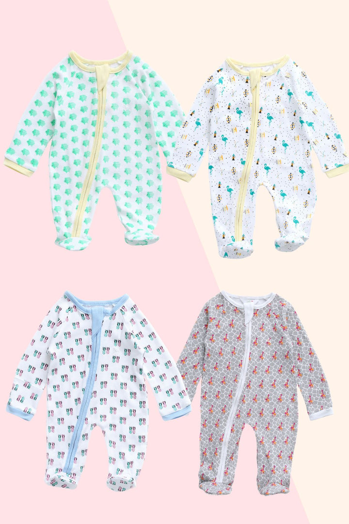 Piggy Pineapple Flamingo  - Sleeper Onesie (Set of 4) MOMZJOY.COM