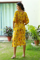 Comfy Canary Floral Kimono Maternity Dress / Delivery Gown/ Night Dress MOMZJOY.COM