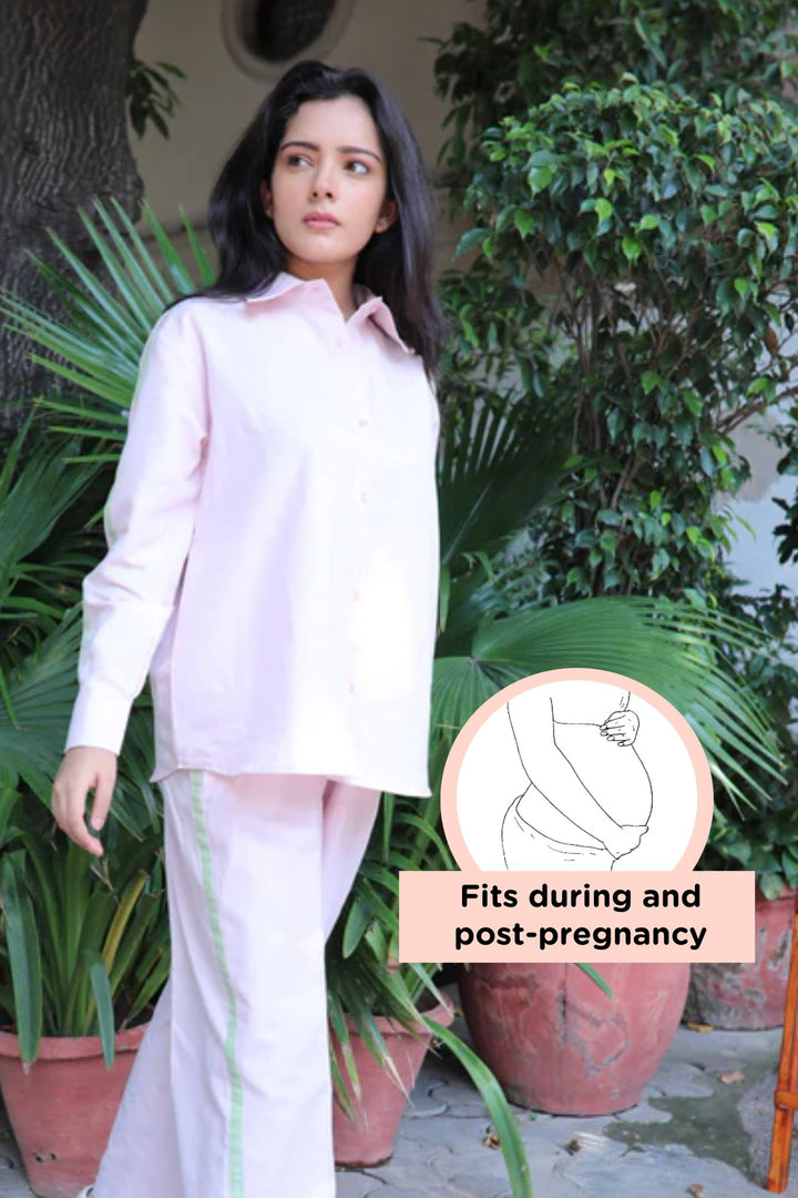 Baby Pink Maternity & Nursing Coord Set (100% Cotton) (2 pc) momzjoy.com