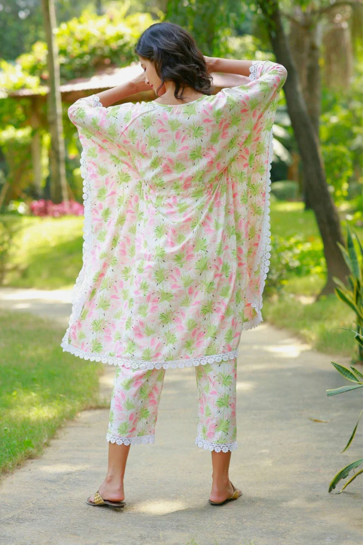 Snowy Tropical Maternity & Nursing Kaftan Set (2 Pc) momzjoy.com