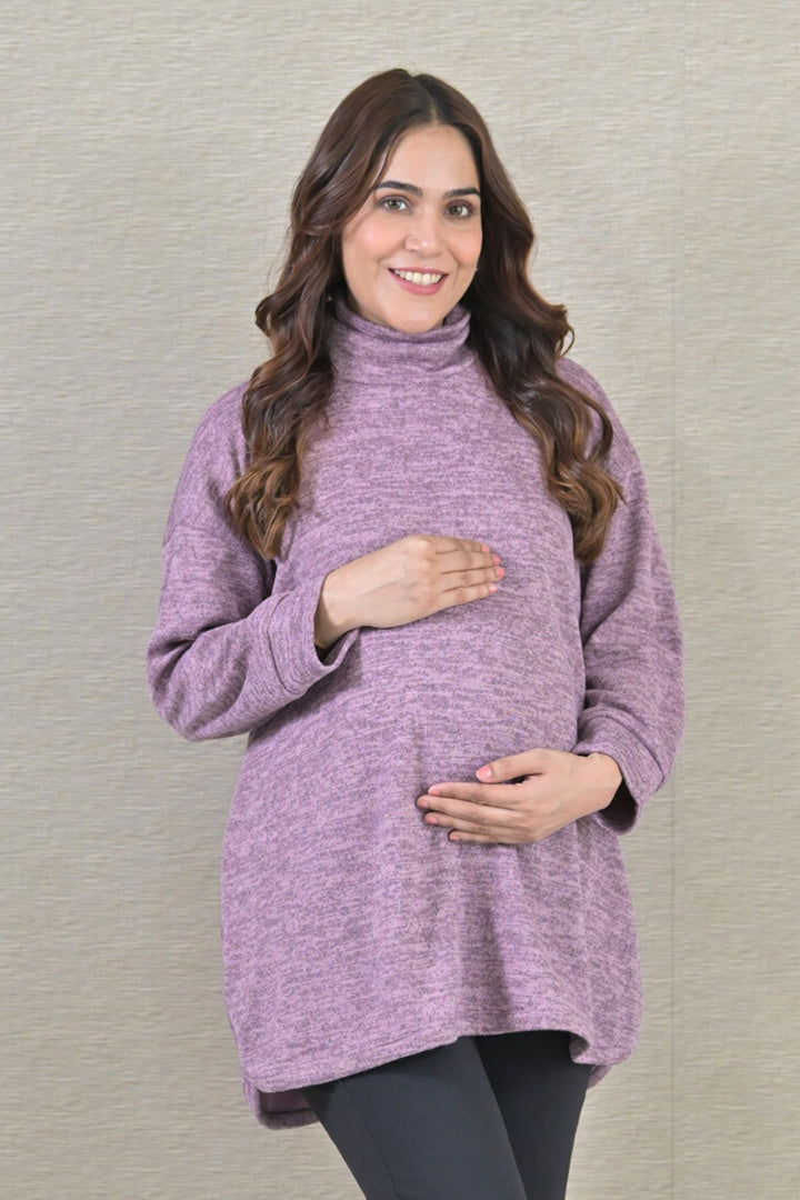 Lilac Maternity & Nursing Side Slit Top MOMZJOY.COM