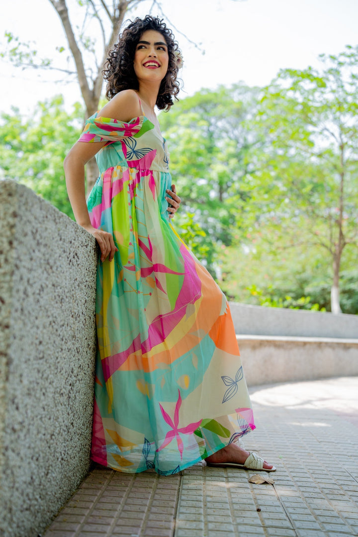 Luxe Adorable Candy Pop Off-Shoulder Maternity Photoshoot Gown momzjoy.com