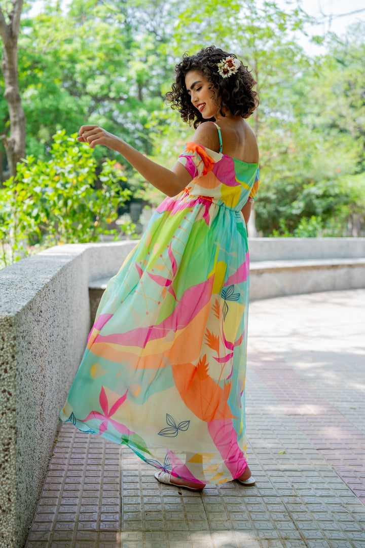 Luxe Adorable Candy Pop Off-Shoulder Maternity Photoshoot Gown momzjoy.com