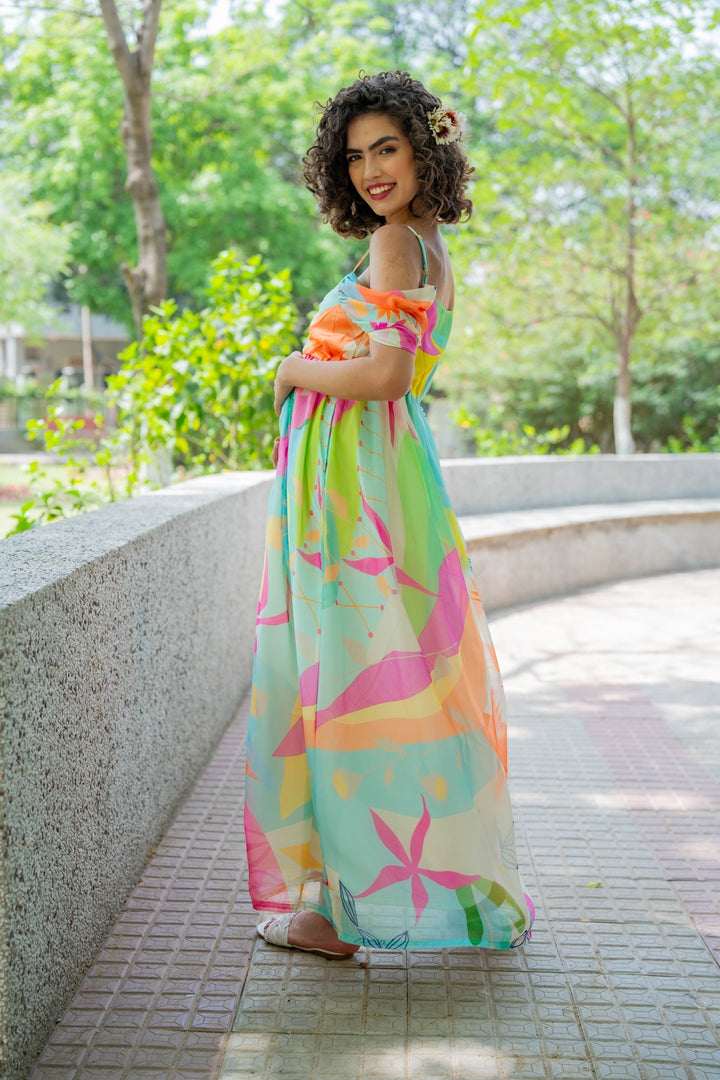 Luxe Adorable Candy Pop Off-Shoulder Maternity Photoshoot Gown momzjoy.com