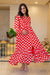 Poppy Red Playful Polka Maternity & Nursing Gathered Dress MOMZJOY.COM