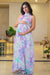 Vivacious Lilac Floral Maternity Gathered Dress MOMZJOY.COM