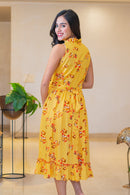 Classic Saffron Maternity & Nursing Frill Dress momzjoy.com