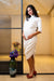 Snazzy Ribbed White Maternity Dress MOMZJOY.COM