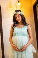 Darling Teal Green Maternity & Nursing Off-Shoulder Layered Dress momzjoy.com