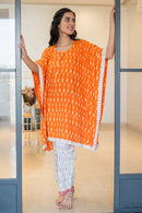 Classic Tangerine Ikat Maternity & Nursing Kaftan Set (2Pc) (100% Cotton) momzjoy.com