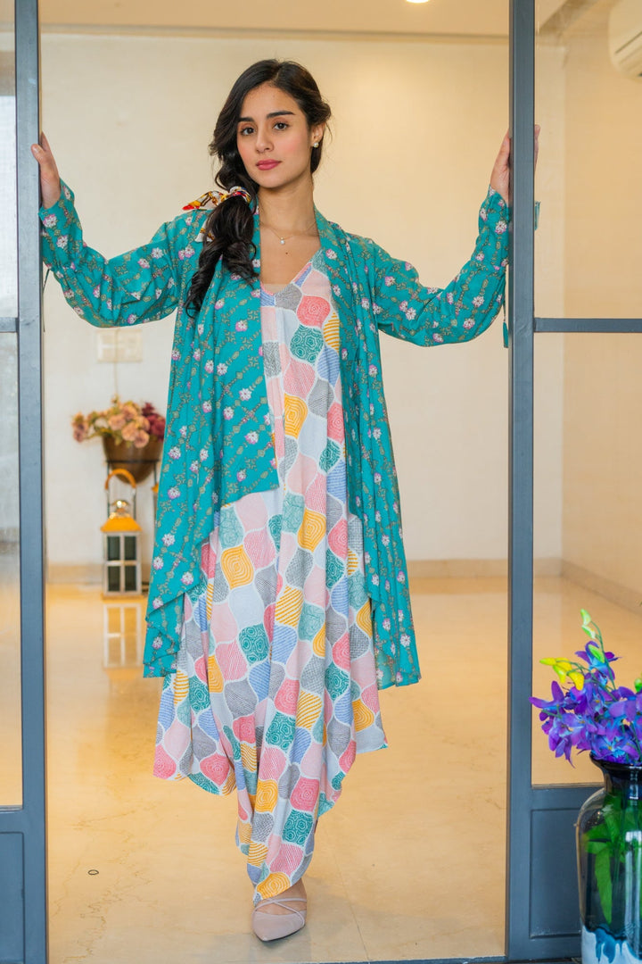 Gorgeous Colorful Retro Maternity & Nursing Jumpsuit + Cover Up momzjoy.com