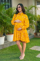 Breezy Marigold Classic Sprinkle Maternity & Nursing Shirt Dress momzjoy.com