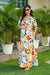 Graceful Colorful Bloom Maternity & Nursing Gathered Dress MOMZJOY.COM