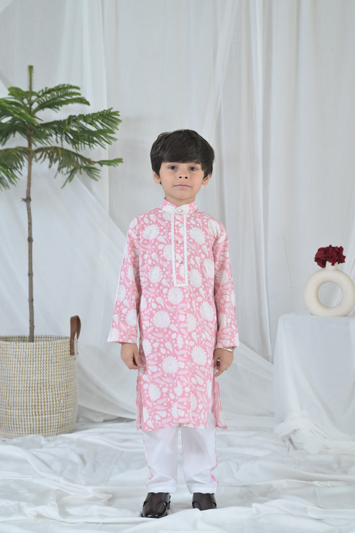 Tiny Pink Blossom Kurta Set (2pc) (0-12 Yrs) MOMZJOY.COM