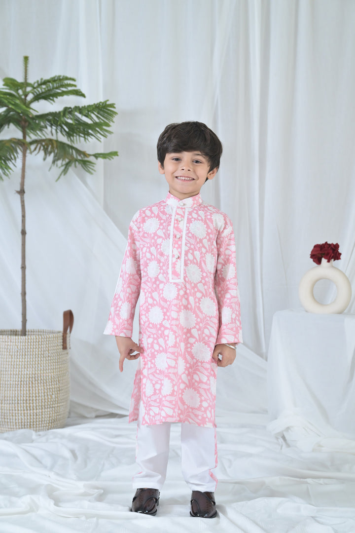 Tiny Pink Blossom Kurta Set (2pc) (0-12 Yrs) MOMZJOY.COM