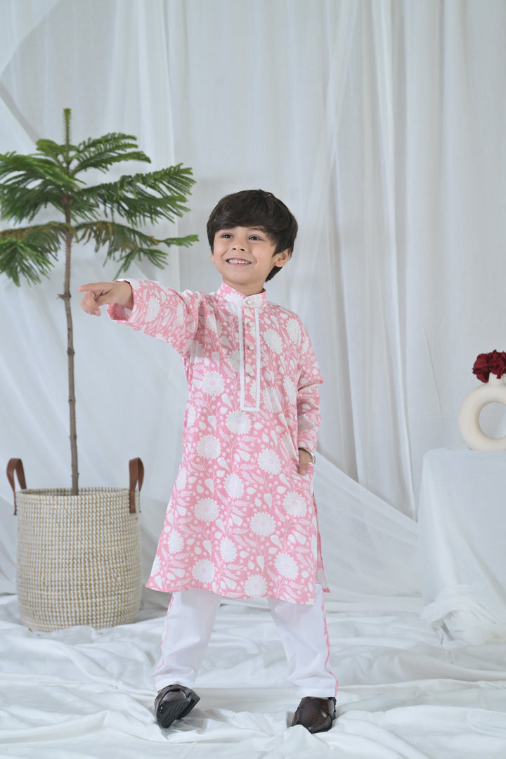 Tiny Pink Blossom Kurta Set (2pc) (0-12 Yrs) MOMZJOY.COM