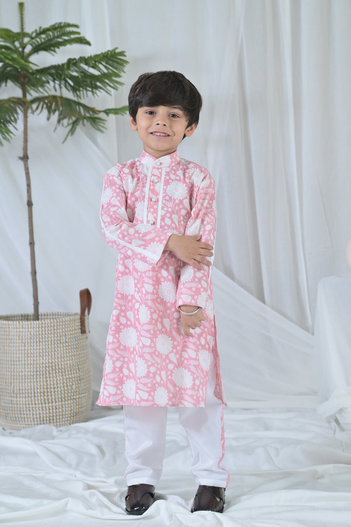 Tiny Pink Blossom Kurta Set (2pc) (0-12 Yrs) MOMZJOY.COM