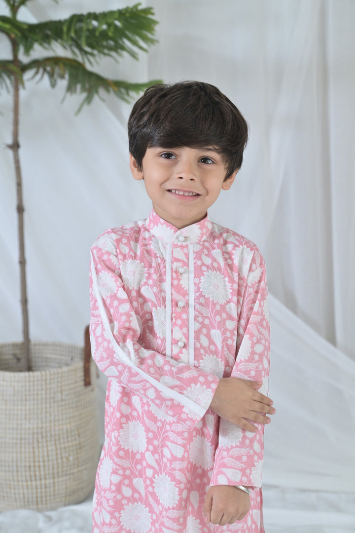 Tiny Pink Blossom Kurta Set (2pc) (0-12 Yrs) MOMZJOY.COM