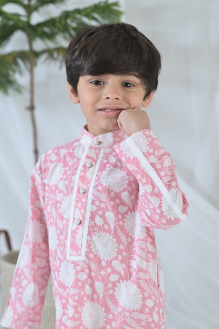 Tiny Pink Blossom Kurta Set (2pc) (0-12 Yrs) MOMZJOY.COM