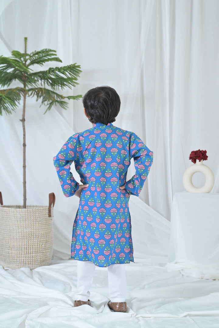 Blue Blossom Kurta Set (2pc) (0-12 Yrs) MOMZJOY.COM