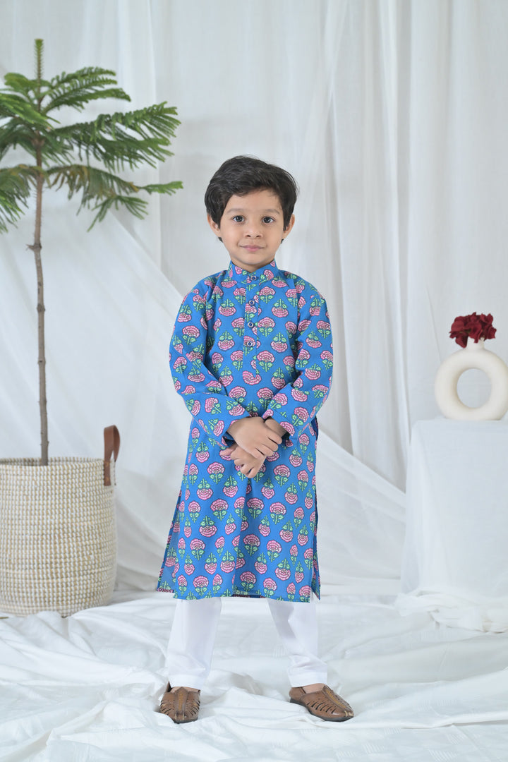 Blue Blossom Kurta Set (2pc) (0-12 Yrs) MOMZJOY.COM