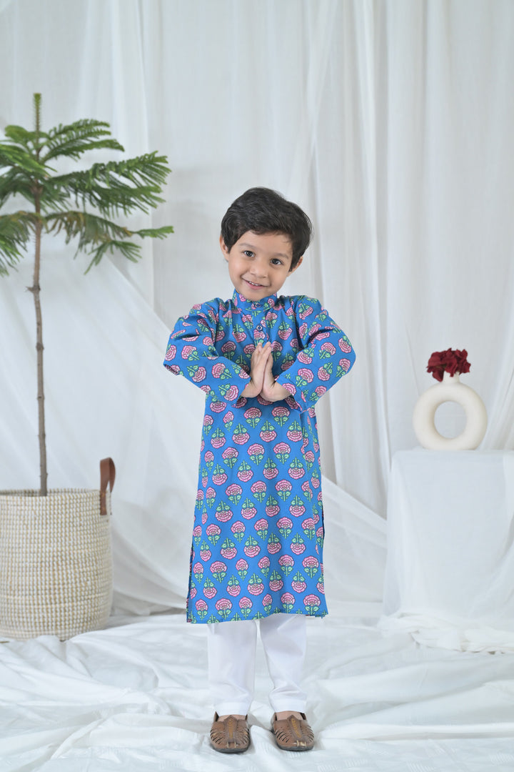 Blue Blossom Kurta Set (2pc) (0-12 Yrs) MOMZJOY.COM