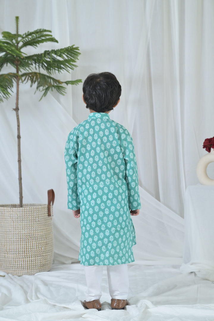 Groovy Mint Floral Kurta Set (3pc) (0-12 Yrs) MOMZJOY.COM