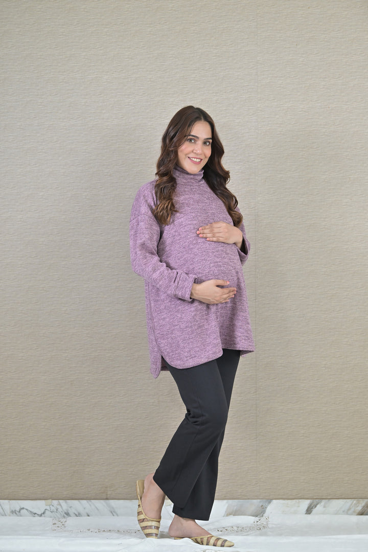 Lilac Maternity & Nursing Side Slit Top MOMZJOY.COM