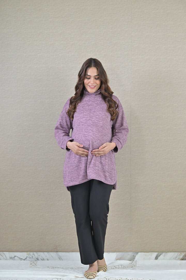 Lilac Maternity & Nursing Side Slit Top MOMZJOY.COM