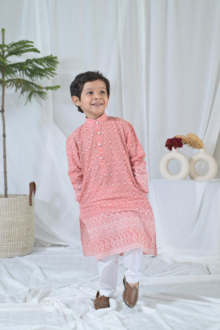 Lovable Peach Kurta Set (2pc) (0-12 Yrs) MOMZJOY.COM