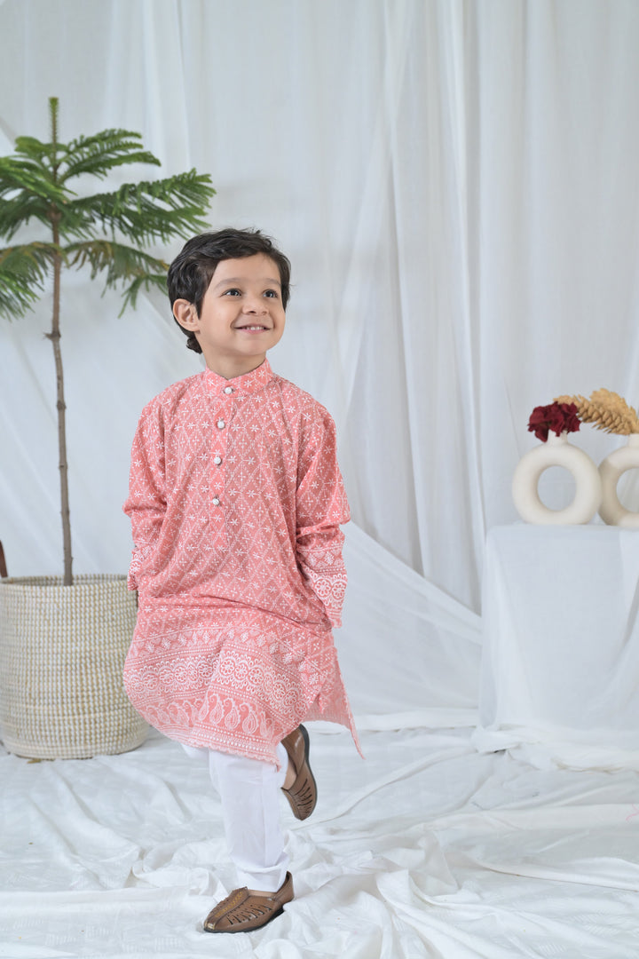 Lovable Peach Kurta Set (2pc) (0-12 Yrs) MOMZJOY.COM