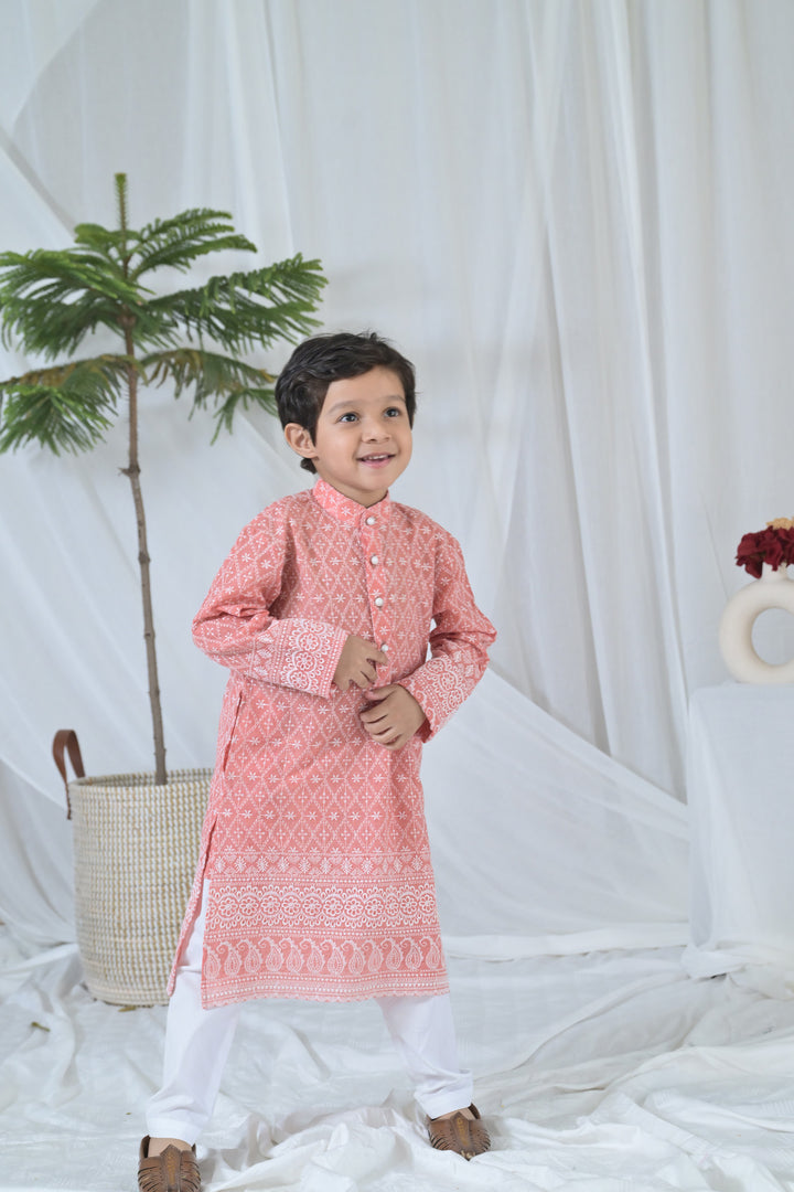 Lovable Peach Kurta Set (2pc) (0-12 Yrs) MOMZJOY.COM