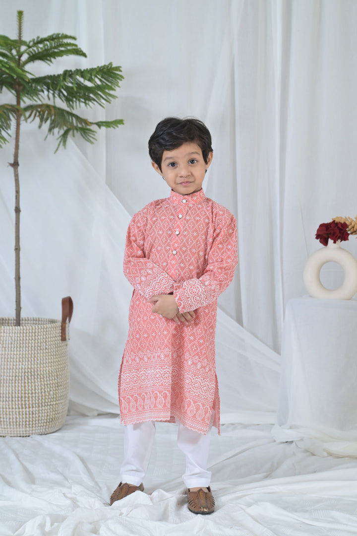 Lovable Peach Kurta Set (2pc) (0-12 Yrs) MOMZJOY.COM