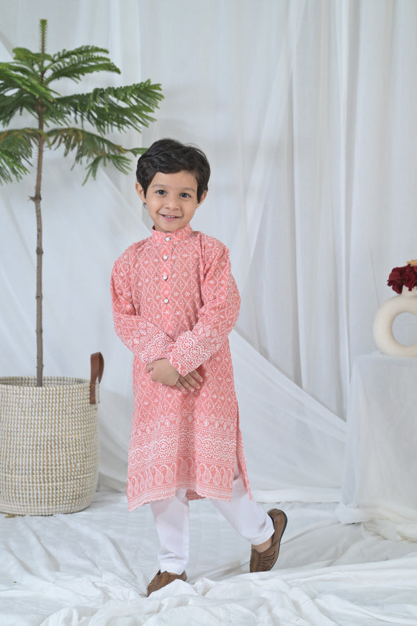 Lovable Peach Kurta Set (2pc) (0-12 Yrs) MOMZJOY.COM