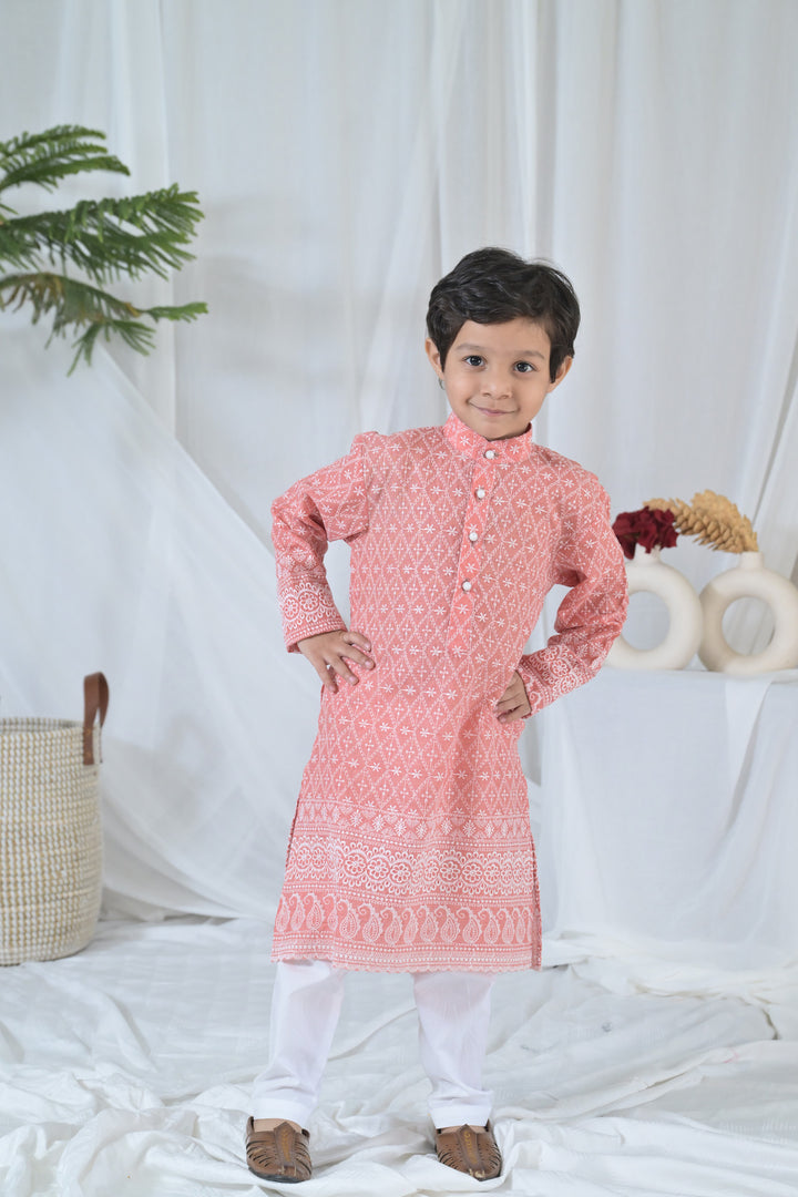 Lovable Peach Kurta Set (2pc) (0-12 Yrs) MOMZJOY.COM