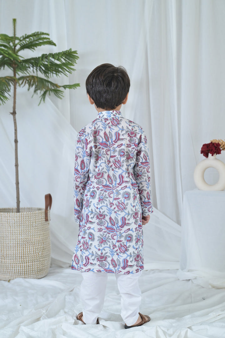 Peppy White Leafy Kurta Set (2pc) (0-12 Yrs) MOMZJOY.COM