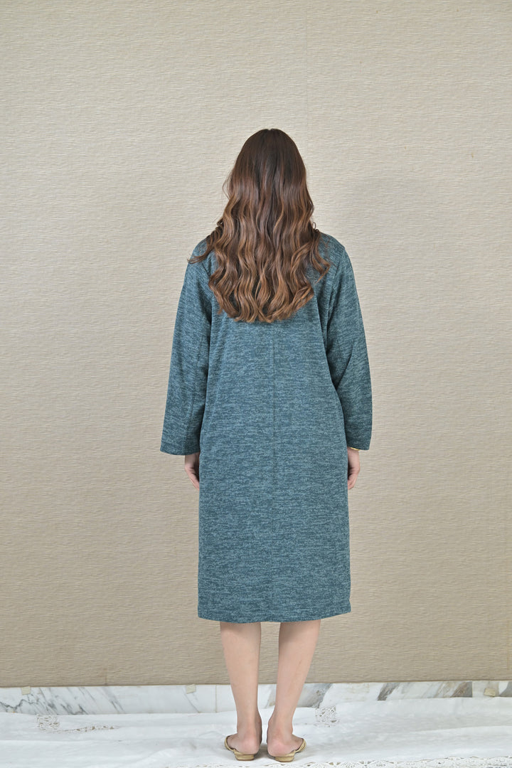 Chic Ocean Green Maternity Dress With Cover Up (2pc) MOMZJOY.COM