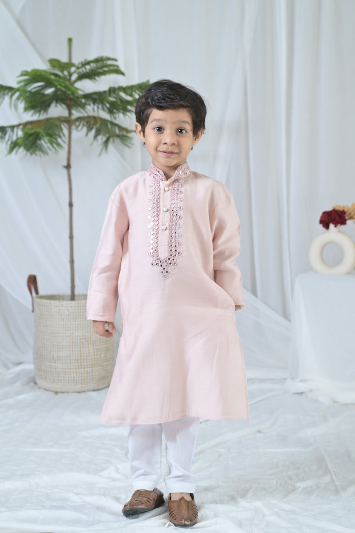 Luxe Coral Embroidered Kurta Set (2pc) (0-12 Yrs) MOMZJOY.COM