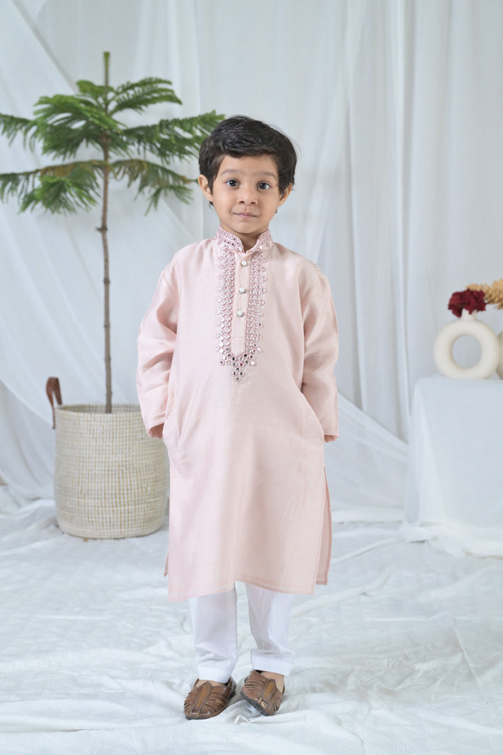 Luxe Coral Embroidered Kurta Set (2pc) (0-12 Yrs) MOMZJOY.COM