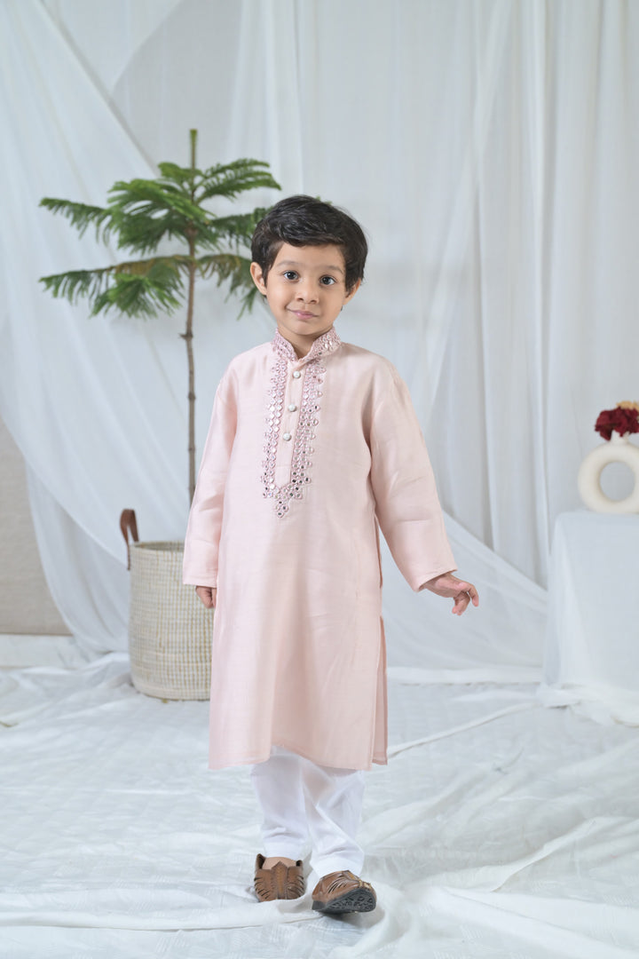 Luxe Coral Embroidered Kurta Set (2pc) (0-12 Yrs) MOMZJOY.COM