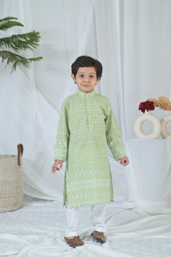 Swanky Olive Green Kurta Set (2pc) (0-12 Yrs) MOMZJOY.COM