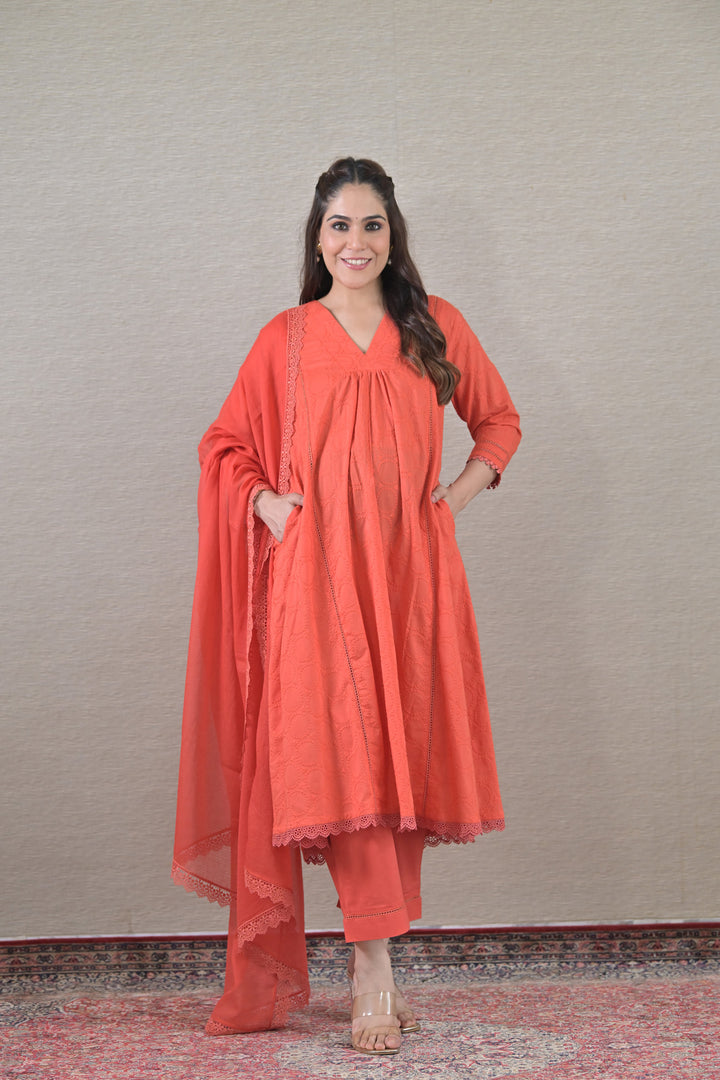 Amber Maternity Kurta + Bump Band Bottom + Dupatta (3 Pc) (100% Cotton) momzjoy.com